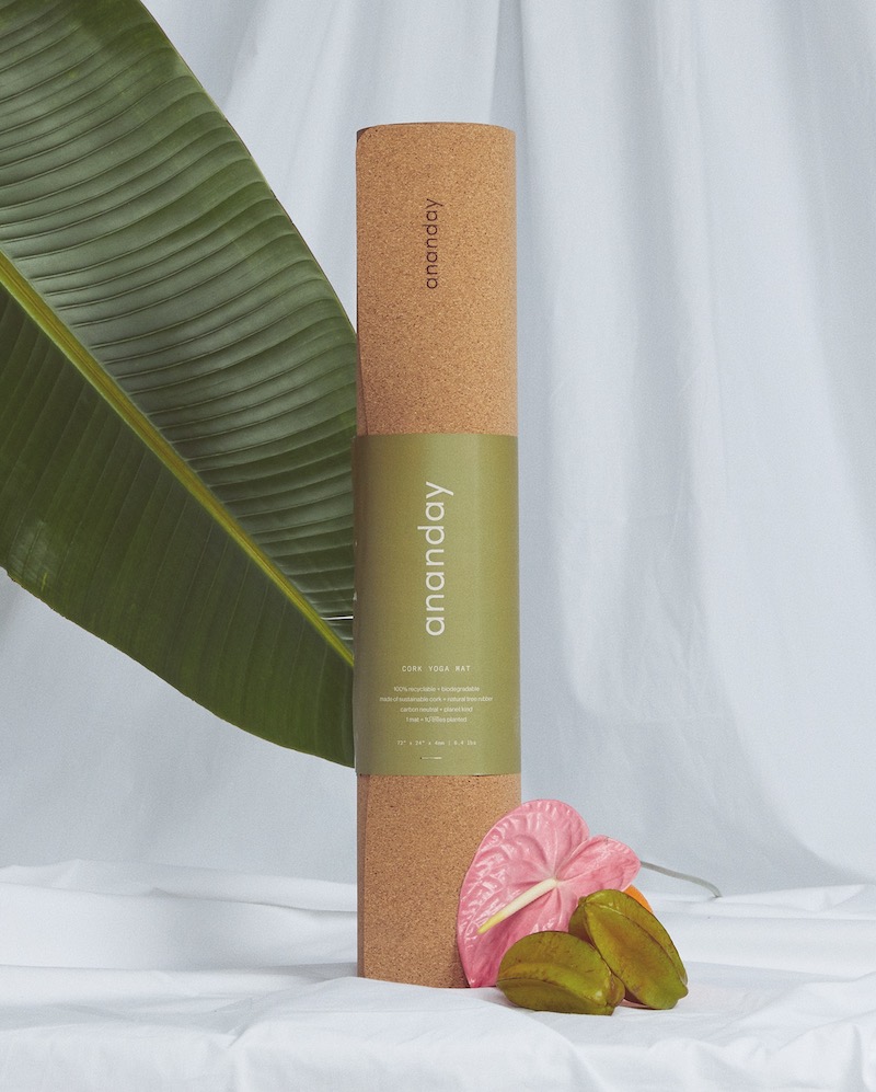 Ananday Cork Yoga Mat is a sustainable yoga product made with 100% biodegradable and recyclable materials.